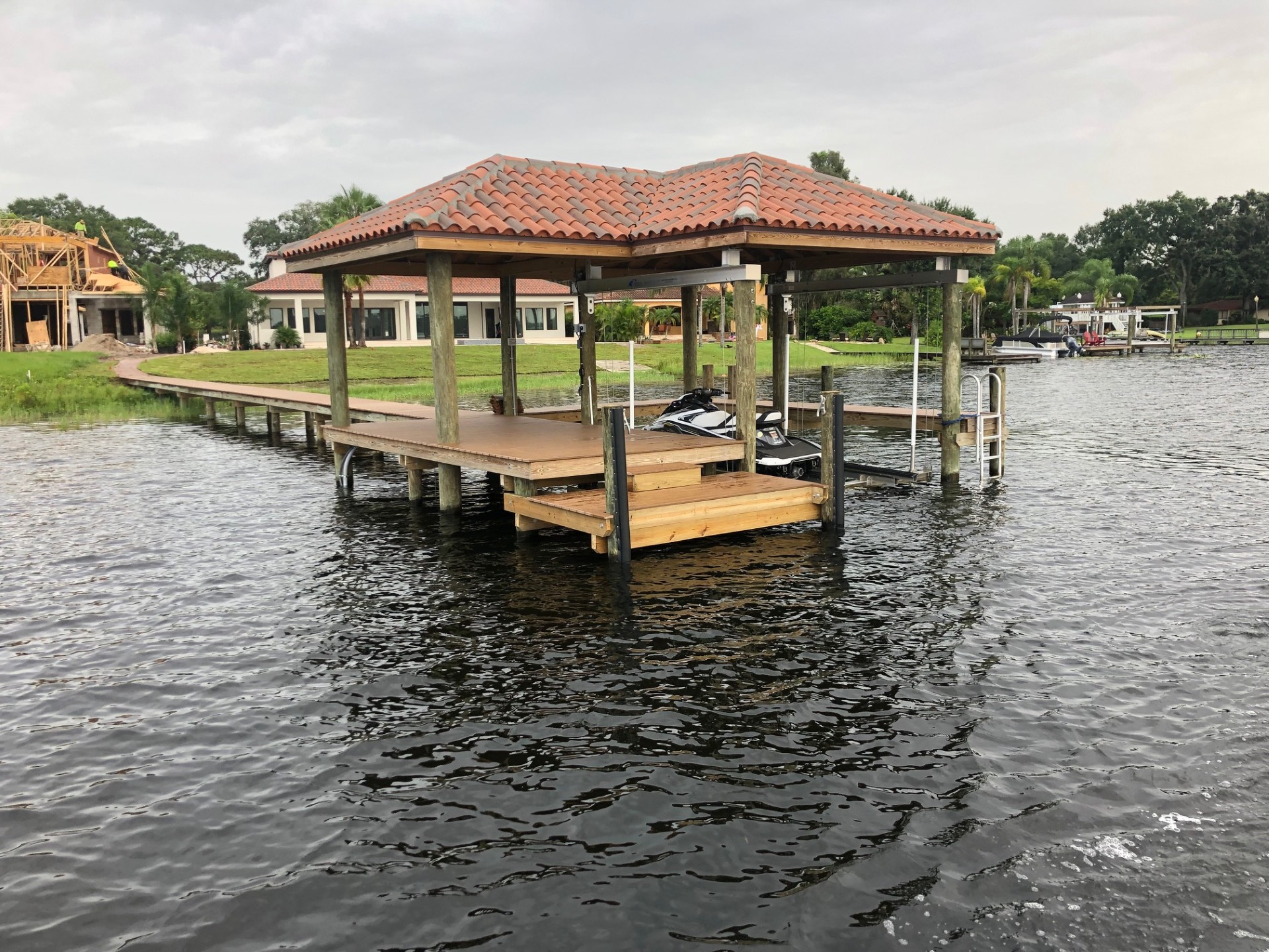 Custom waterfront dock built by Anchor Marine in Tampa Bay