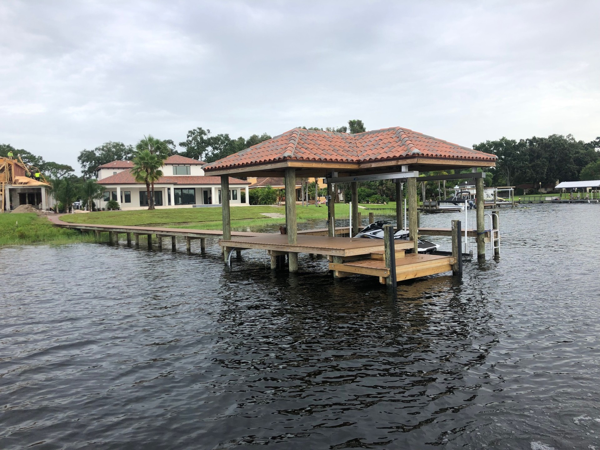 Marine pilings driven for a new dock structure