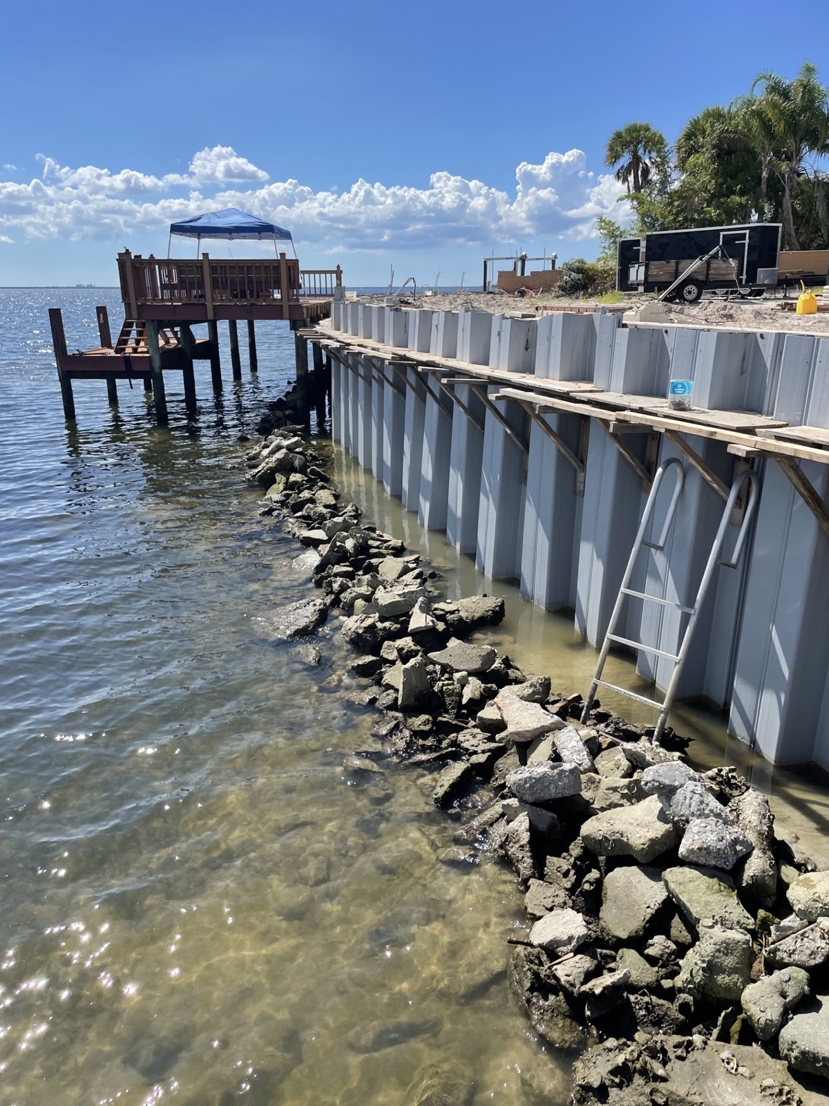 Seawall construction project