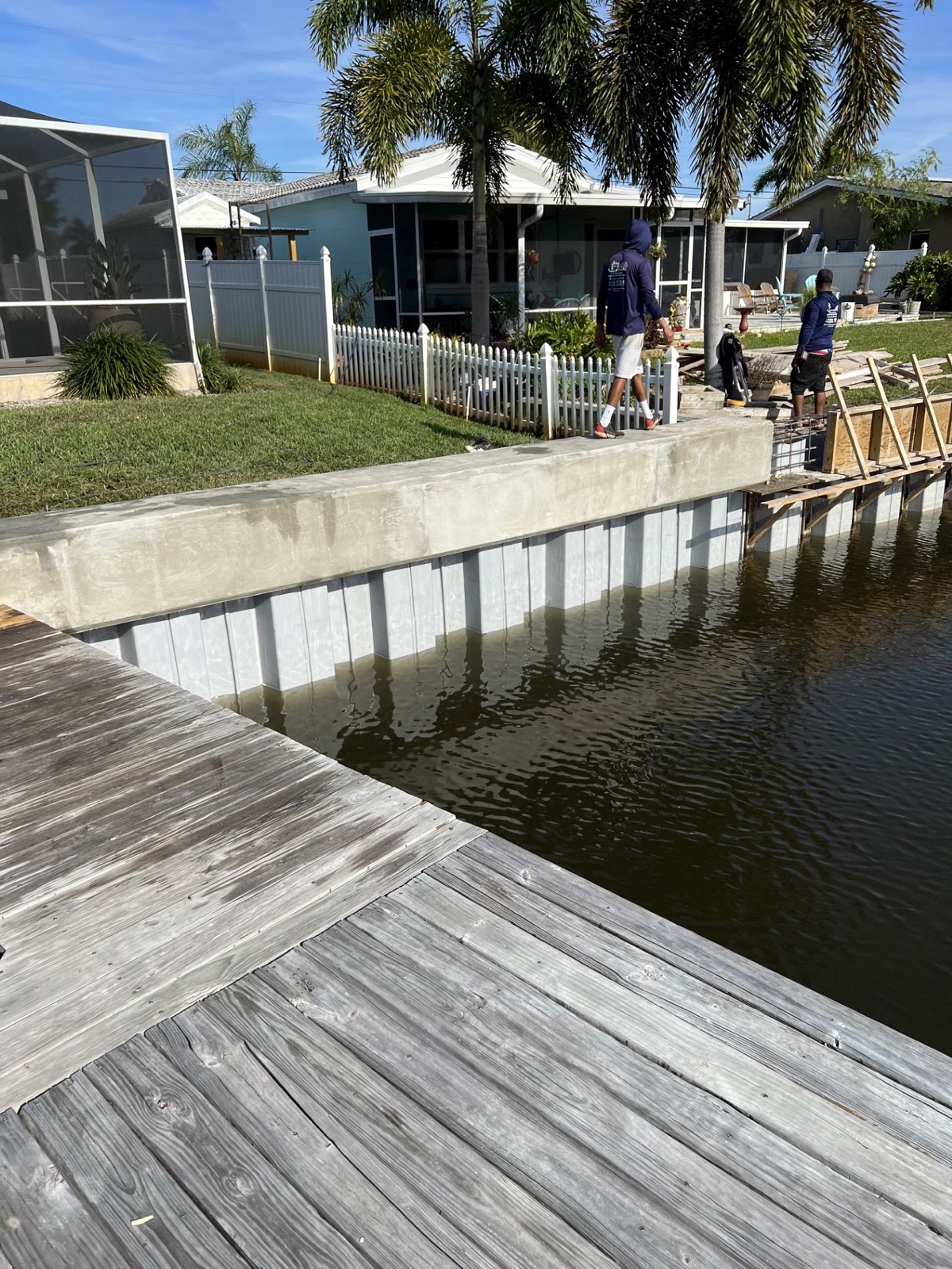 Seawall construction project