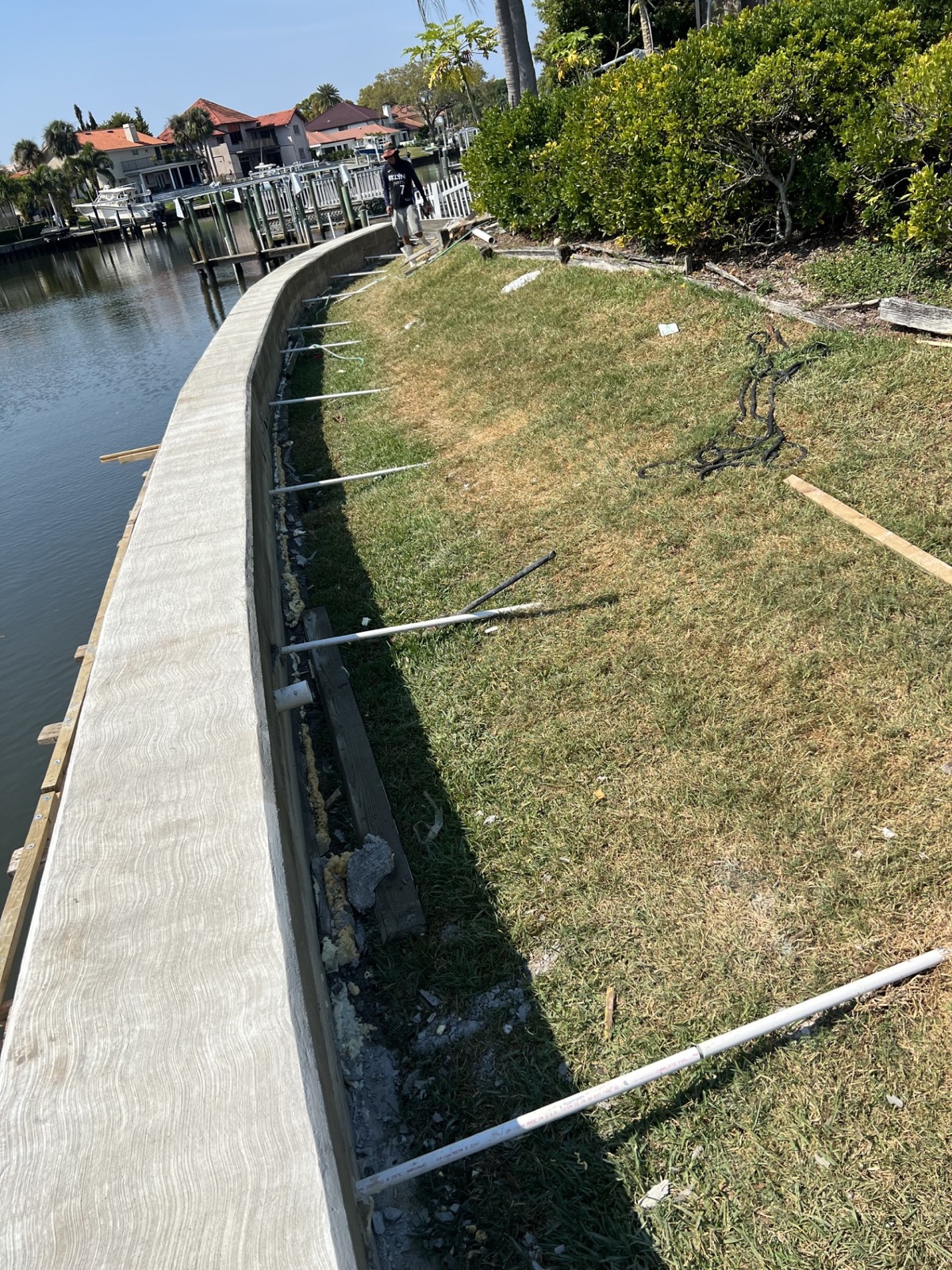 Seawall panels and cap beam under construction